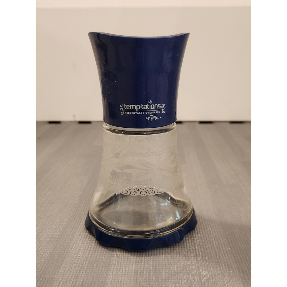 Temp-tations by Tara Blue Floral Etched Glass Spice Grinder CrushGrind Ceramic